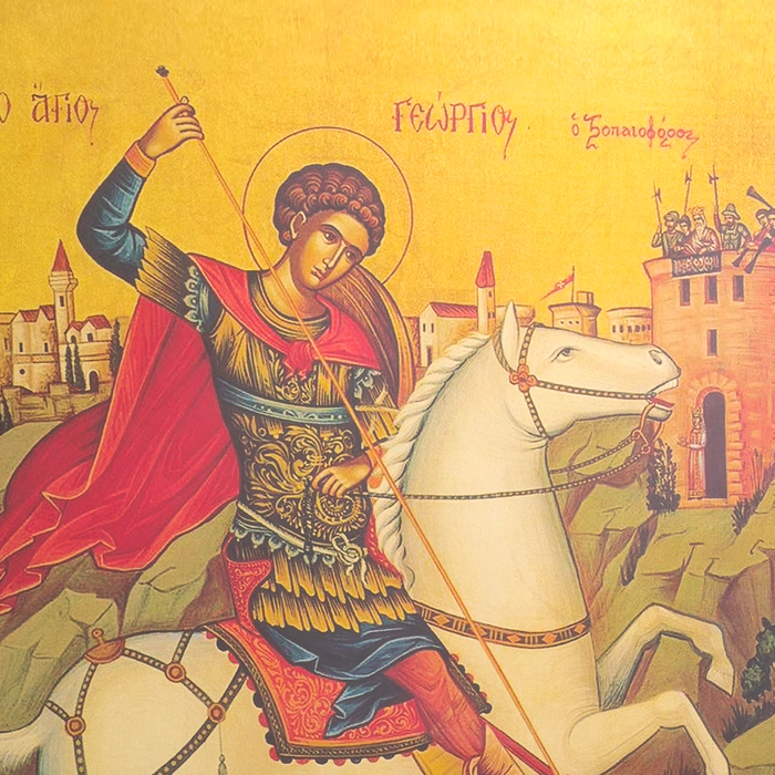 Painting on gold leaf "George the Victorious" brown/beige