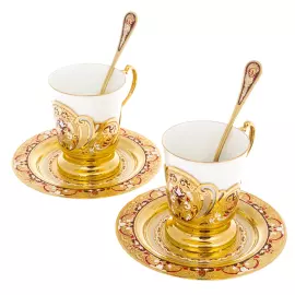 Кофейный набор "Утренний" с эмалью, на 2 персоны, Златоуст
