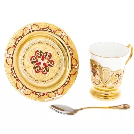 Кофейный набор "Утренний" с эмалью, на 2 персоны, Златоуст