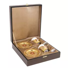 Кофейный набор "Утренний" с эмалью, на 2 персоны, Златоуст