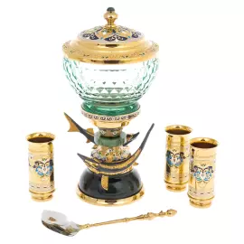 Caviar set "Gifts of the sea" on jade, Zlatoust