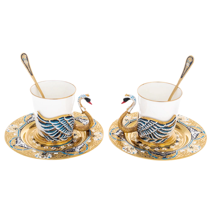 Coffee set for 2 persons "Swan fidelity" Zlatoust