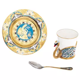 Coffee set for 2 persons "Swan fidelity" Zlatoust