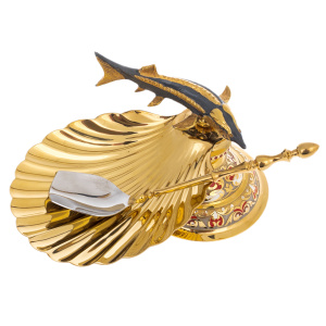 Caviar bowl "Sturgeon" with a shell, Zlatoust