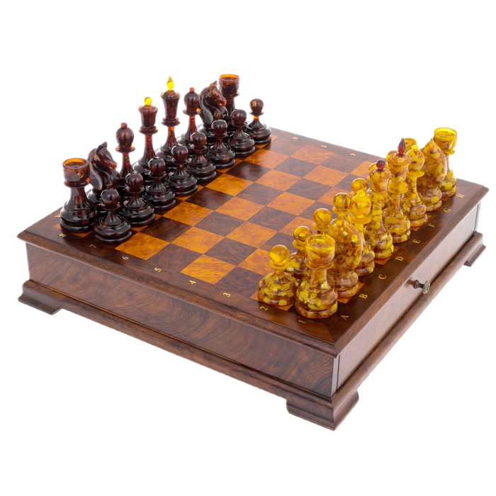 Chess with amber pieces "Classic" is big