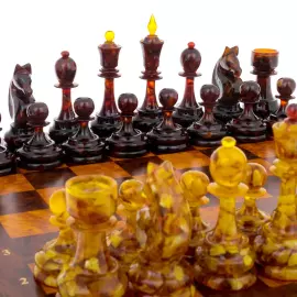 Chess with amber pieces "Classic" is big
