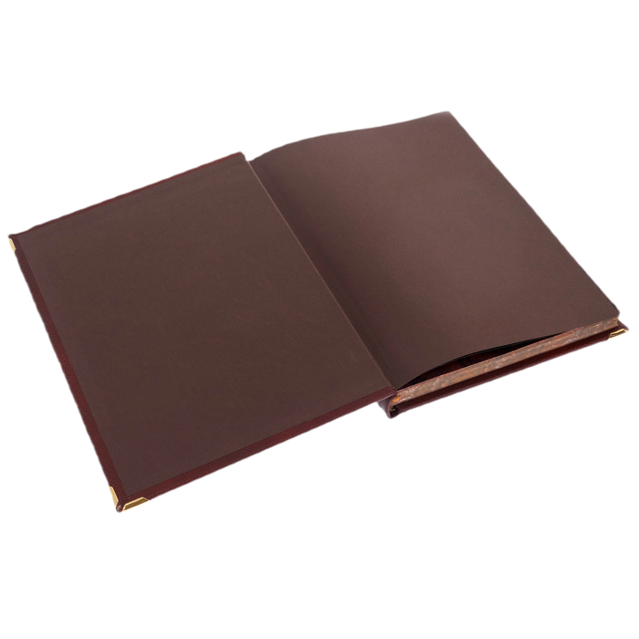 A leather-bound book by Michel Montaigne. Experiments. Selected quotes" in a case