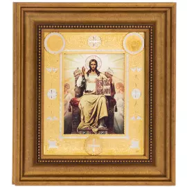 Икона в багете "Спас на престоле" Златоуст