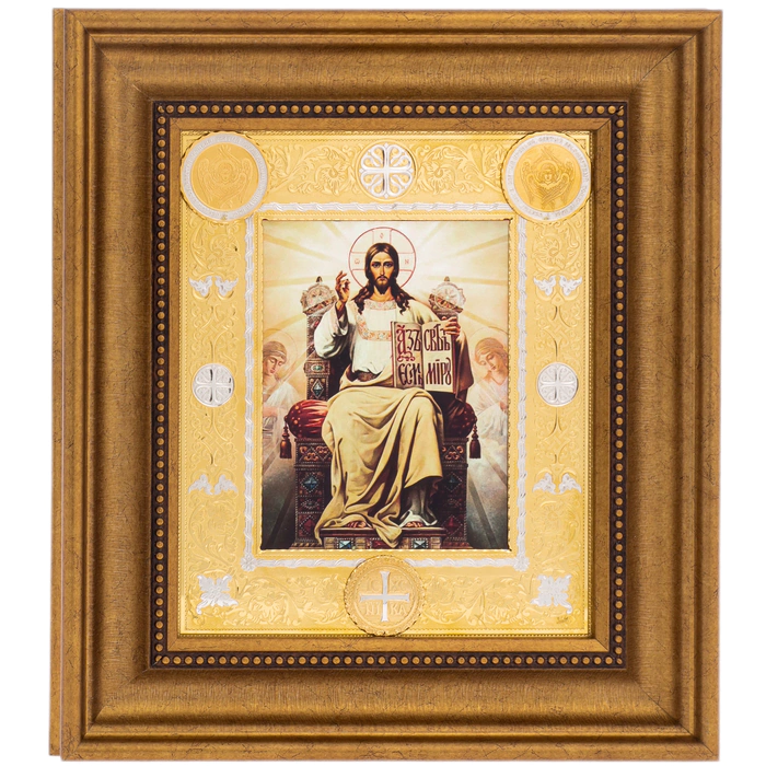 The icon in the baguette "Saved on the throne" by Chrysostom