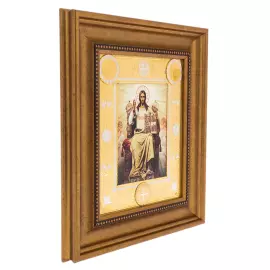 Икона в багете "Спас на престоле" Златоуст