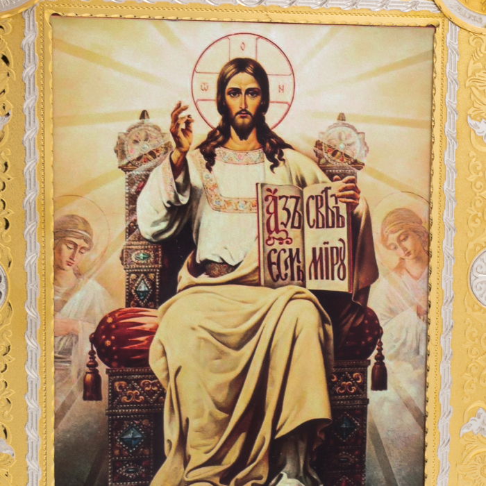 Икона в багете "Спас на престоле" Златоуст