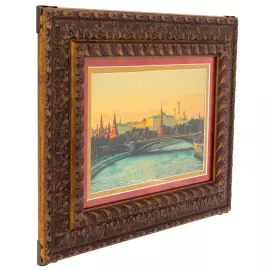 Painting on gold leaf "Big Stone Bridge"