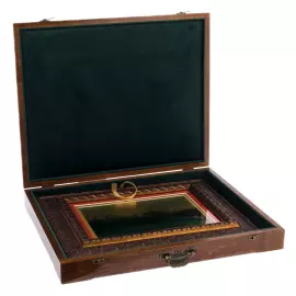 Painting on gold leaf "Big Stone Bridge"