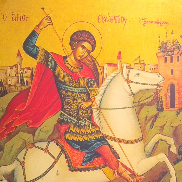 Painting on gold leaf "George the Victorious"