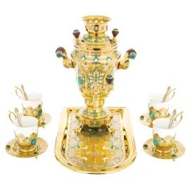 Чайный сервиз с самоваром "Летний" на 4 персоны, 14 предметов, Златоуст