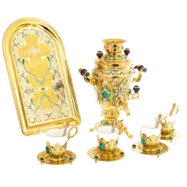 Чайный сервиз с самоваром "Летний" на 4 персоны, 14 предметов, Златоуст