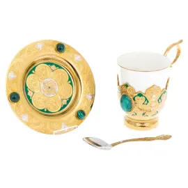 Чайный сервиз с самоваром "Летний" на 4 персоны, 14 предметов, Златоуст