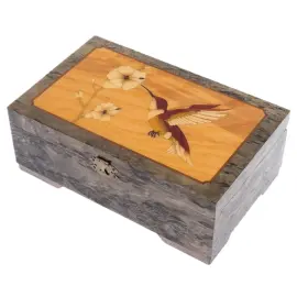 Шкатулка для украшений из карельской березы "Колибри"