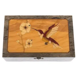 Шкатулка для украшений из карельской березы "Колибри"