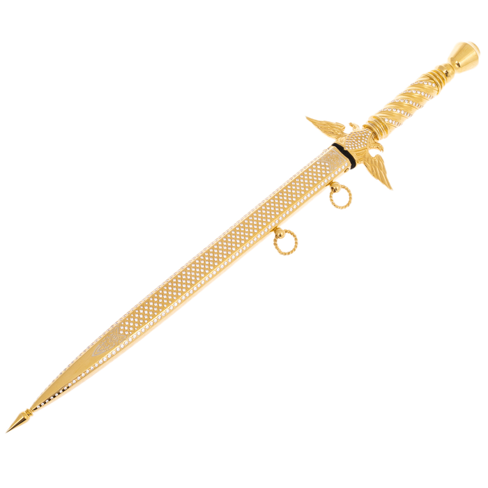 Souvenir dirk "Russia" with cubic zirconia, Zlatoust