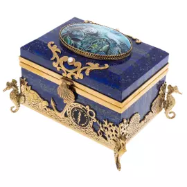 Шкатулка из лазурита "Морская" с жемчугом, Златоуст