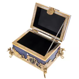 Шкатулка из лазурита "Морская" с жемчугом, Златоуст