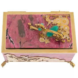 Шкатулка из родонита "Нежность" с хризопразом, Златоуст