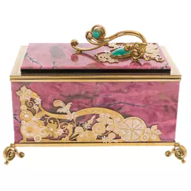 Шкатулка из родонита "Нежность" с хризопразом, Златоуст