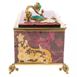 Шкатулка из родонита "Нежность" с хризопразом, Златоуст