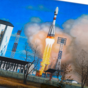 Шкатулка "Космодром Восточный" Рогатов, Федоскино
