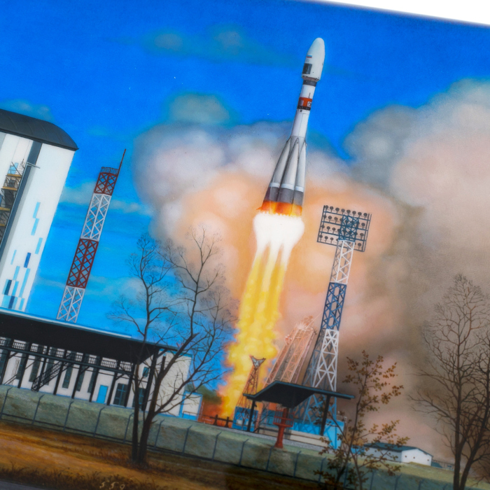 Шкатулка "Космодром Восточный" Рогатов, Федоскино