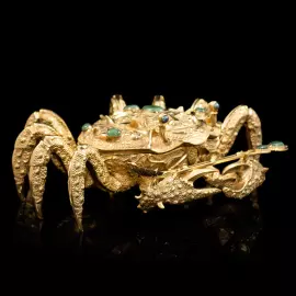 Икорница позолоченная "Краб золотой"