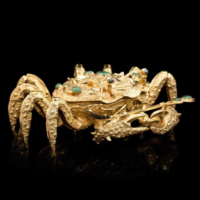 Gilded caviar bowl "Golden Crab"