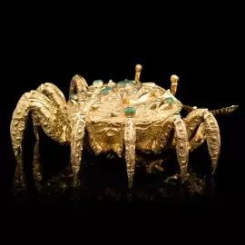 Икорница позолоченная "Краб золотой"