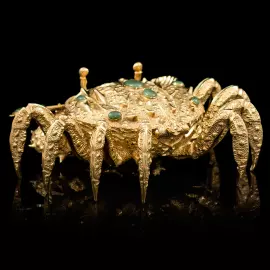 Икорница позолоченная "Краб золотой"