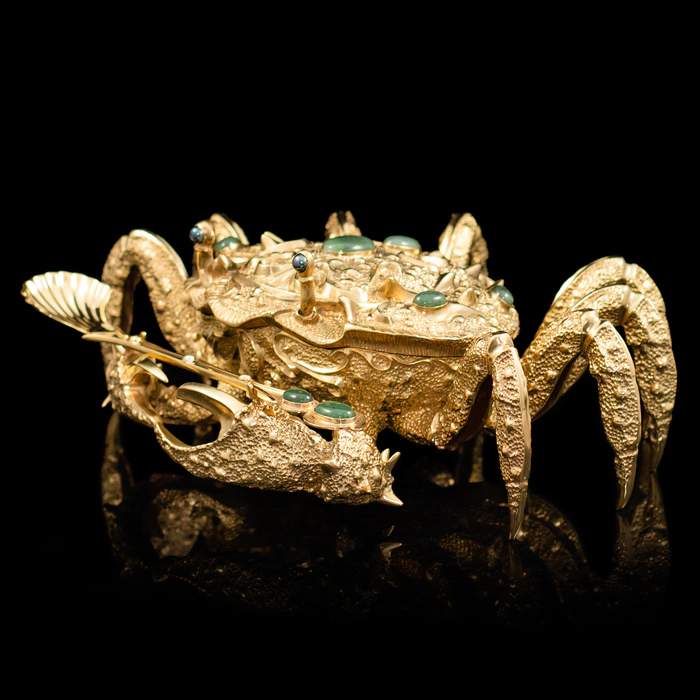 Gilded caviar bowl "Golden Crab"