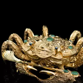 Икорница позолоченная "Краб золотой"