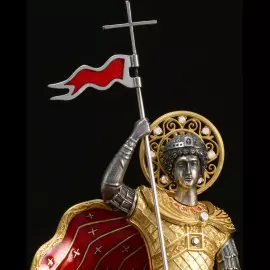 Jewelry souvenir made of silver "George the Victorious" with diamonds and sapphires