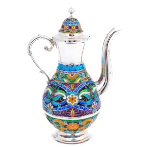 Кофейник из серебра, финифть