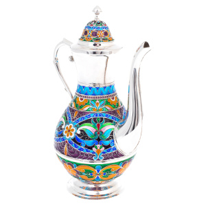 Кофейник из серебра, финифть