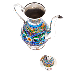 Кофейник из серебра, финифть