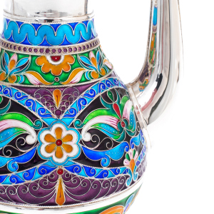 Кофейник из серебра, финифть