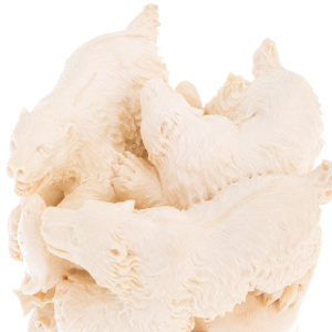 Mammoth tusk sculpture "Bears" on a stand