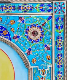 Икона из серебра "Николай Чудотворец" финифть