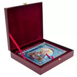 Икона из серебра "Николай Чудотворец" финифть