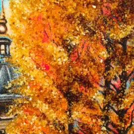 Картина из янтаря "Мокрый Санкт-Петербург"