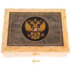 Шкатулка из карельской березы "Герб России"