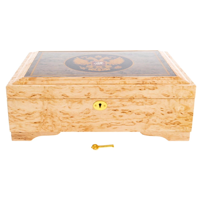 Karelian birch jewelry box "Coat of Arms of Russia"