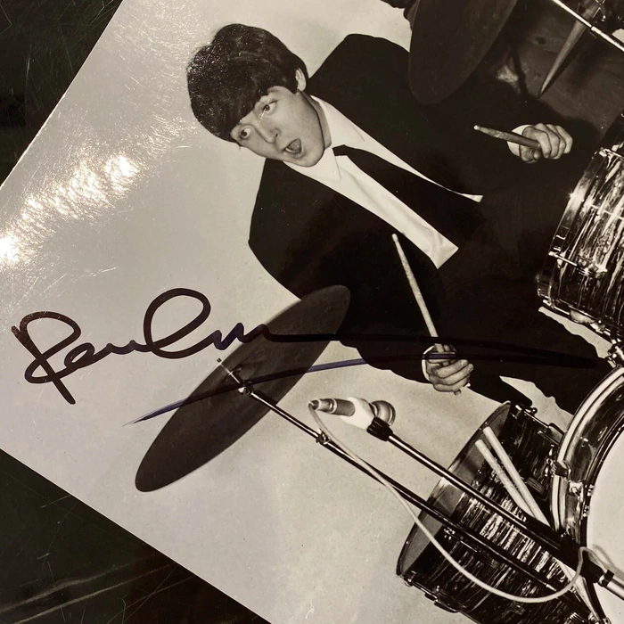 Autographed photo of musician Paul McCartney