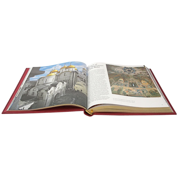 The book is a leather-bound photo album "Moscow" in English